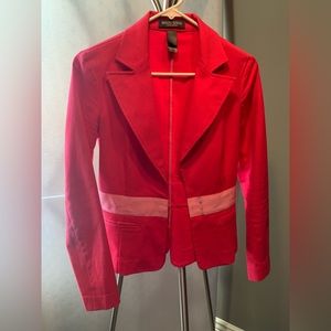Bisou Bisou bright Pink Women Blazer. Sz 4. Cotton Fake pockets. Lightpink waist